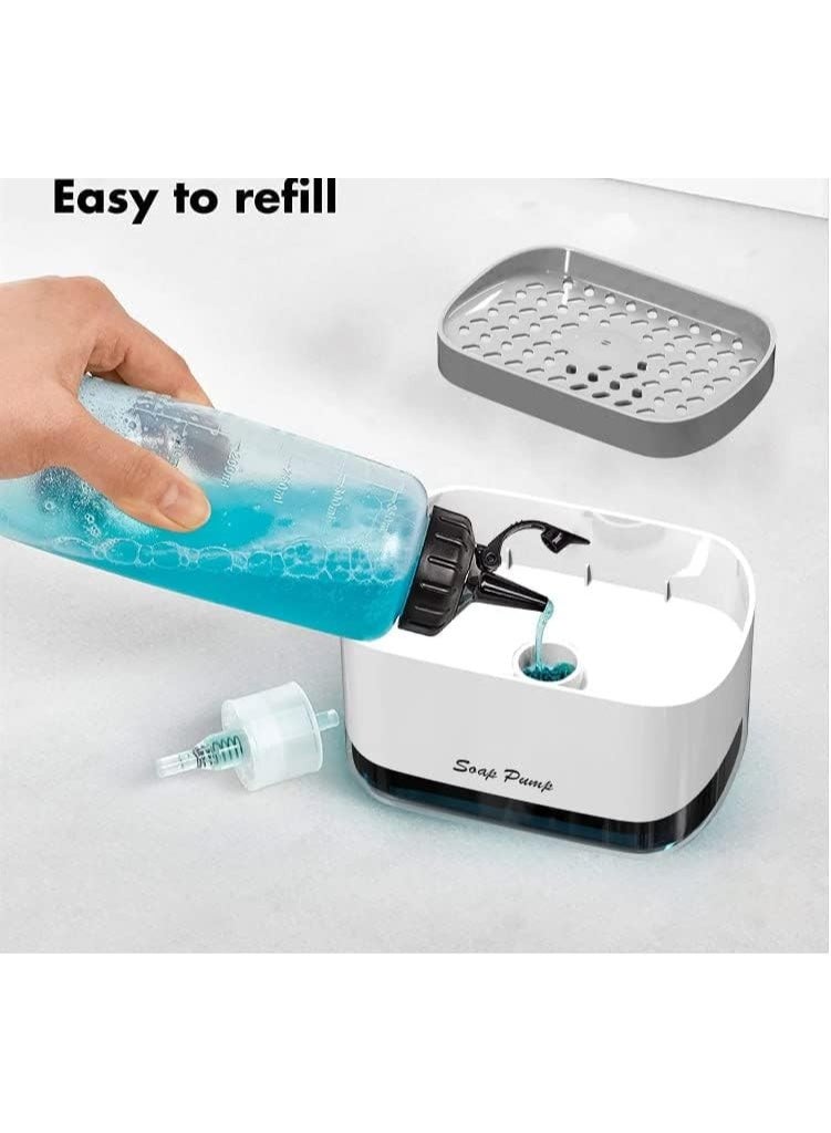 Modern Soap Dispenser – Acrylic Body with Anti-Slip Rubber Base, Large Capacity with Included Sponge - Image 1